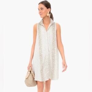 Tuckernuck Sleeveless Charlie Shirt Dress in Tan Antelope Print Size XXS EUC